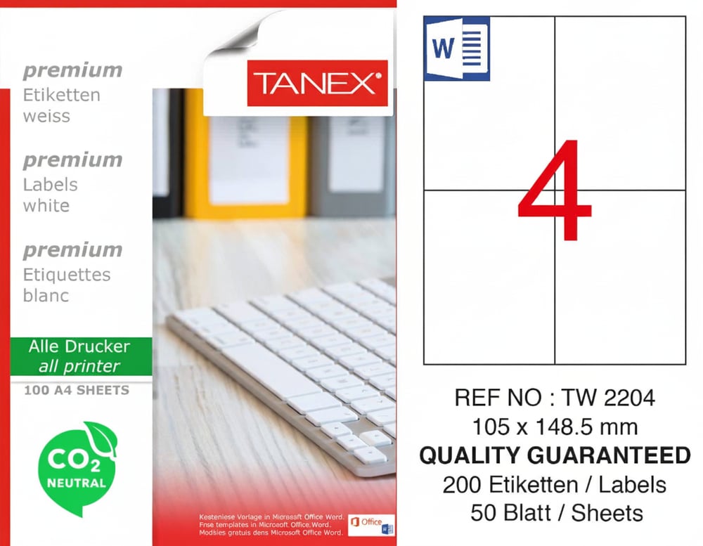 TW-2204 105x148,5 mm CARBON NEUTRAL LASER ETİKET 