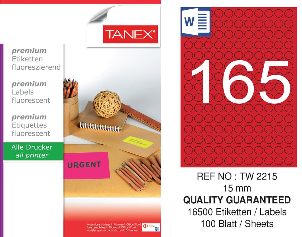 TW-2215 15 mm FLO KIRMIZI LASER ETİKET 