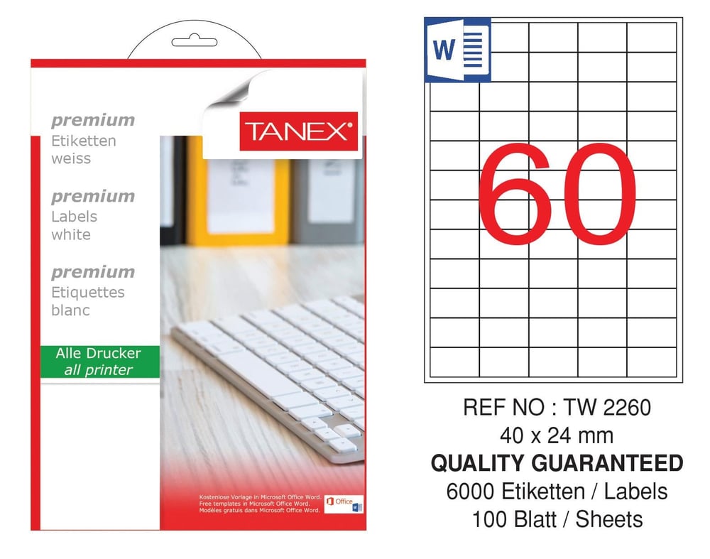 TW-2260 40x24 mm LASER ETİKET .