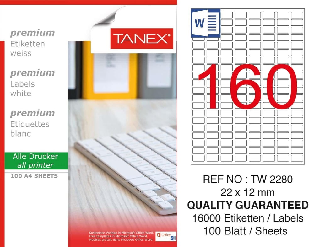 TW-2280 22x12 mm LASER ETİKET .