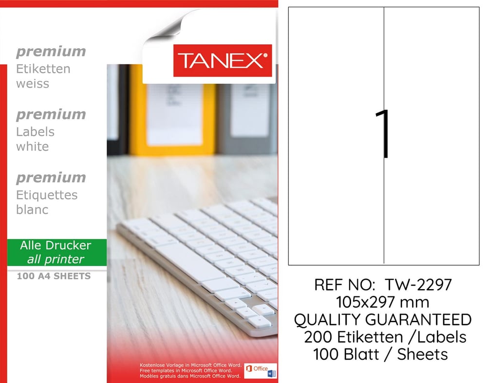 TW-2297 105x297 mm LASER ETİKET .