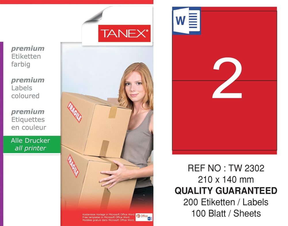TW-2302 210x140 mm KIRMIZI LASER ETİKET 