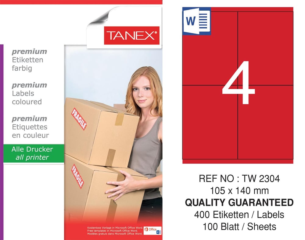 TW-2304 105x140 mm KIRMIZI LASER ETİKET 