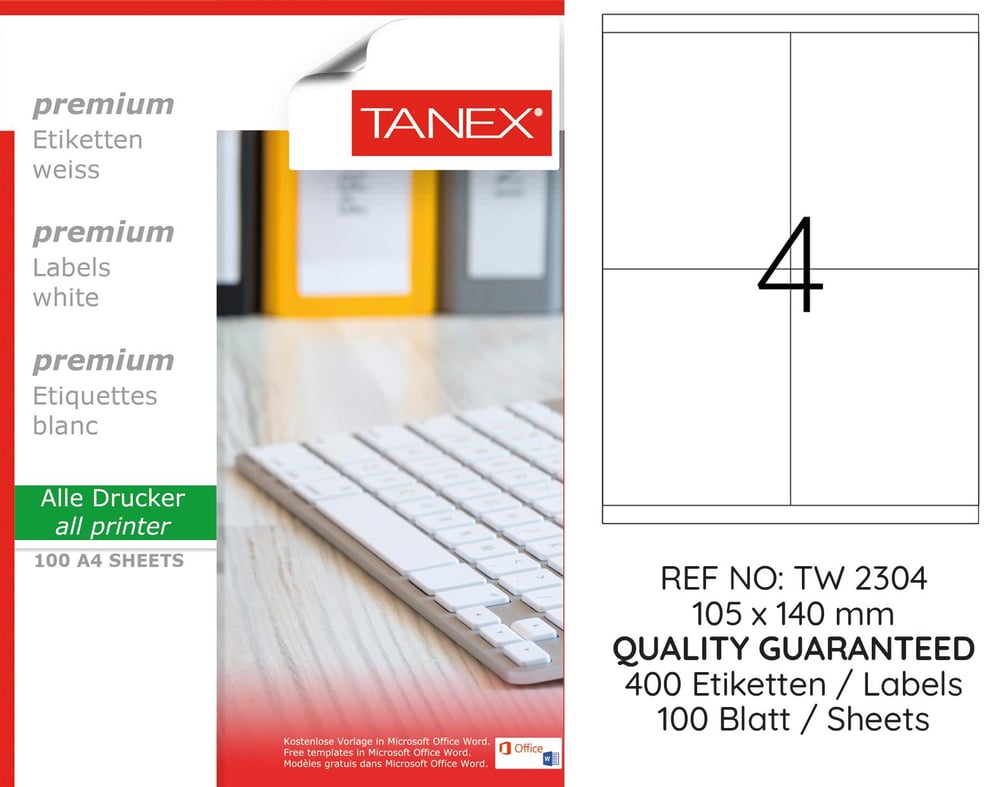 TW-2304 105x140 mm LASER ETİKET .