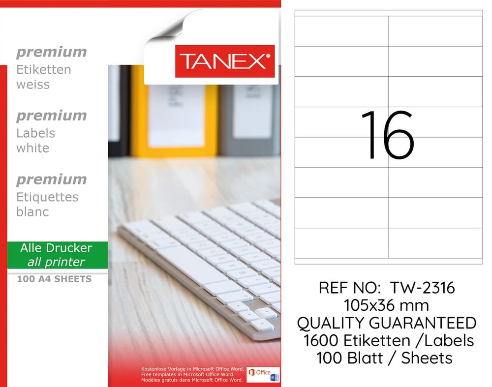 TW-2316 105x36 mm LASER ETİKET .