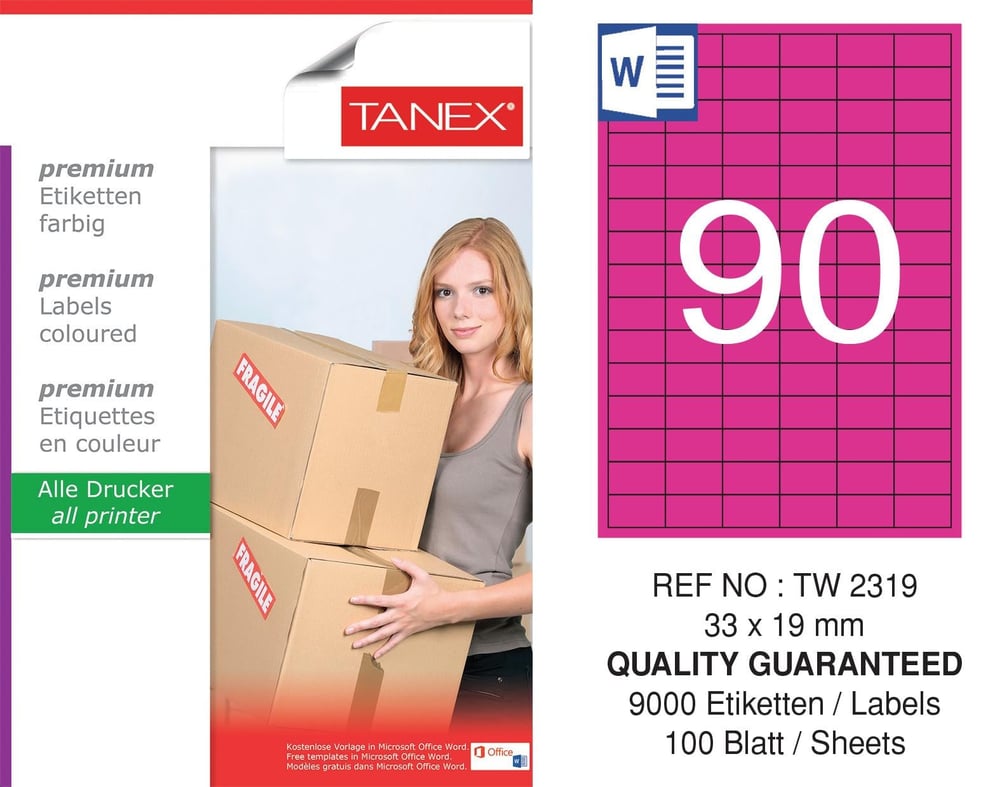 TW-2319  33x19 mm PEMBE LASER ETİKET 