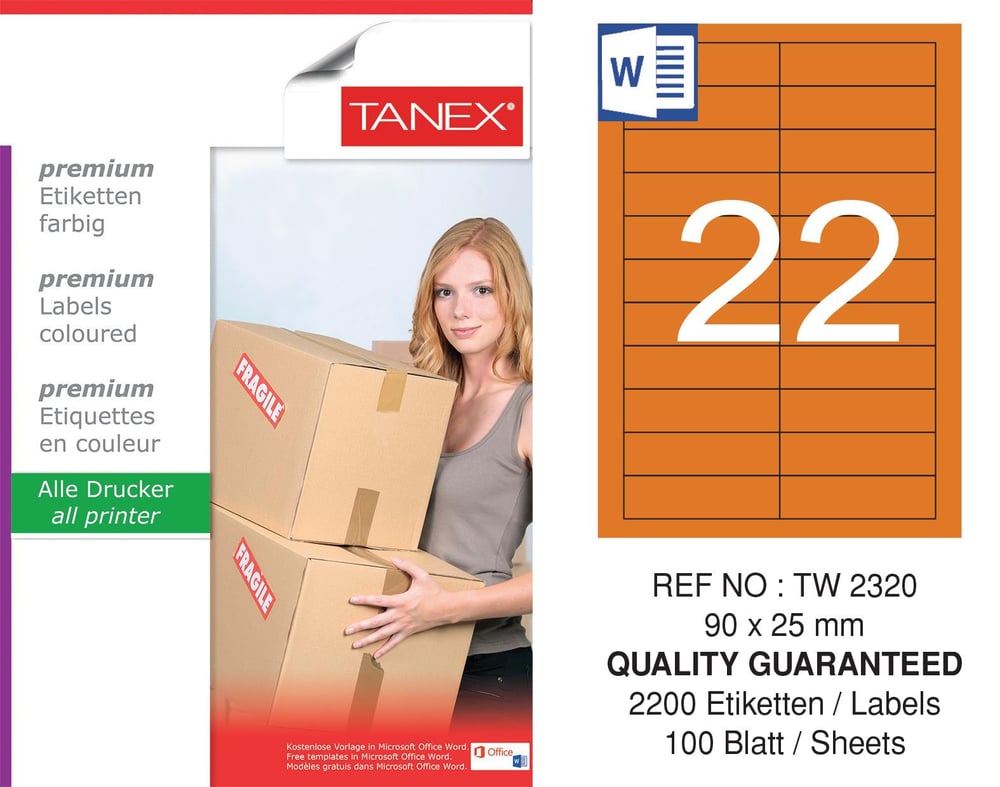 TW-2320 90x25 mm TURUNCU LASER ETİKET 
