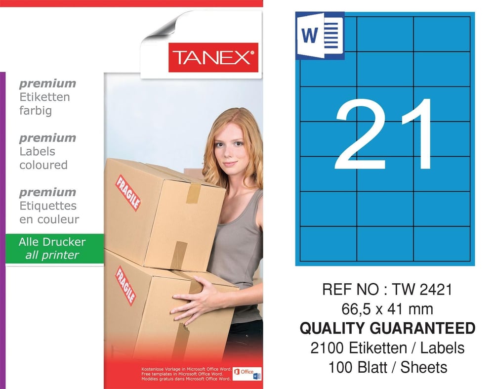 TW-2421 66,5x41 mm MAVİ LASER ETİKET 