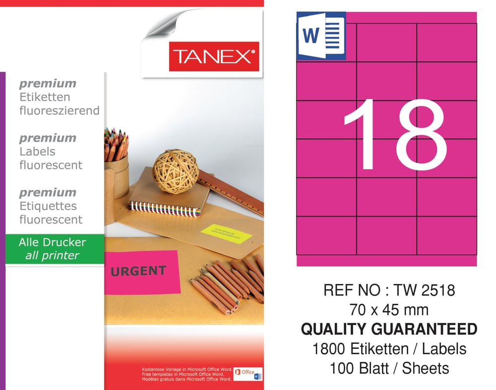 TW-2518 70x45 mm FLO PEMBE LASER ETİKET 