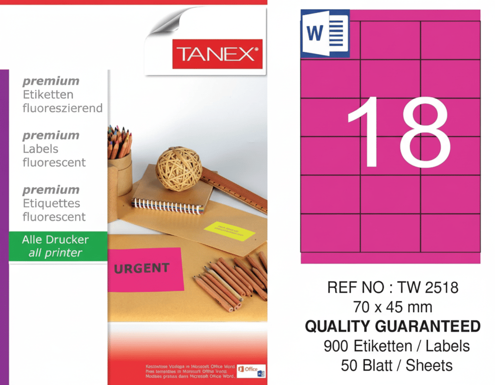 TW-2518 70x45 mm FLO PEMBE LASER ETİKET 