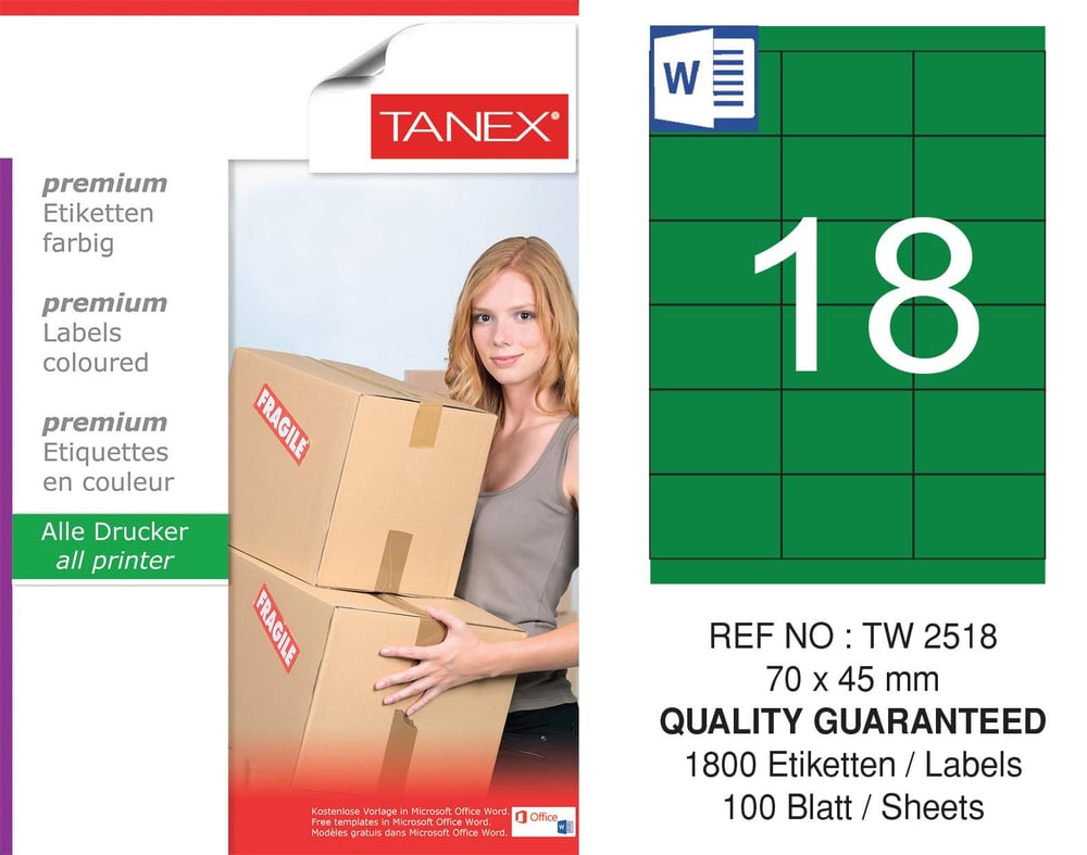 TW-2518 70x45 mm YEŞİL LASER ETİKET 