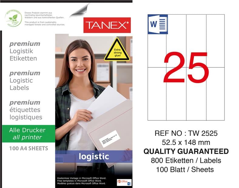 TW-2525 52,5x148,5 mm LOJİSTİK ETİKET 