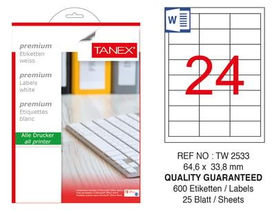 TW-2533 64,6 x 33,8 mm LASER ETİKET .