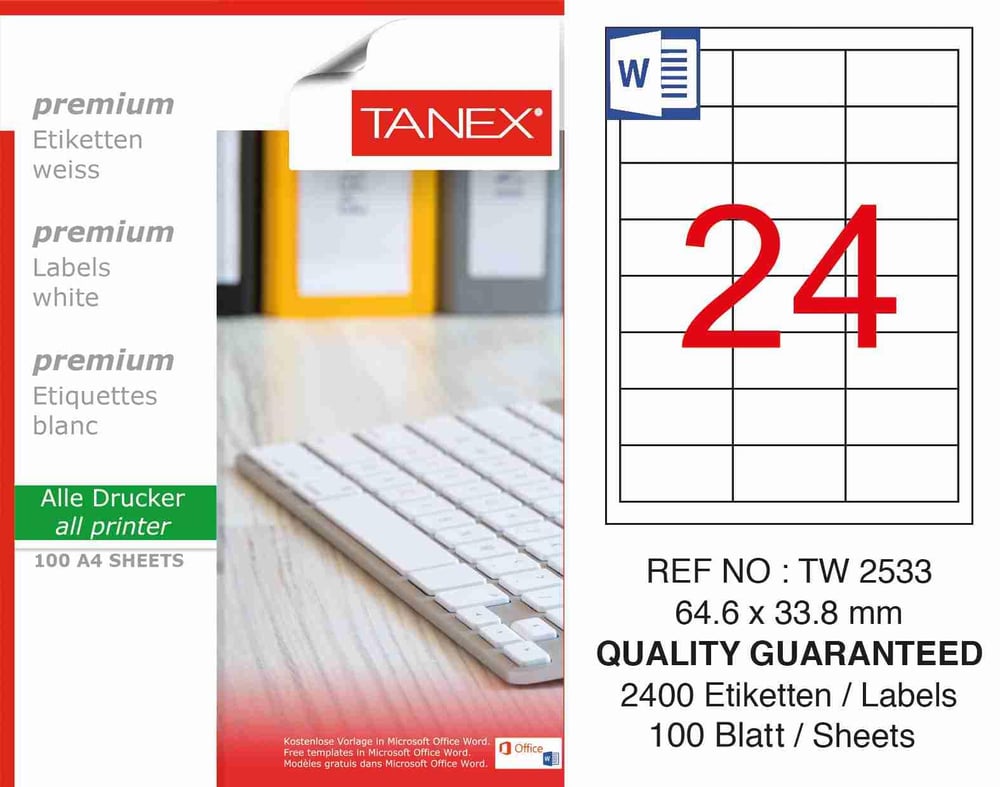 TW-2533 64,6 x 33,8 mm LASER ETİKET .