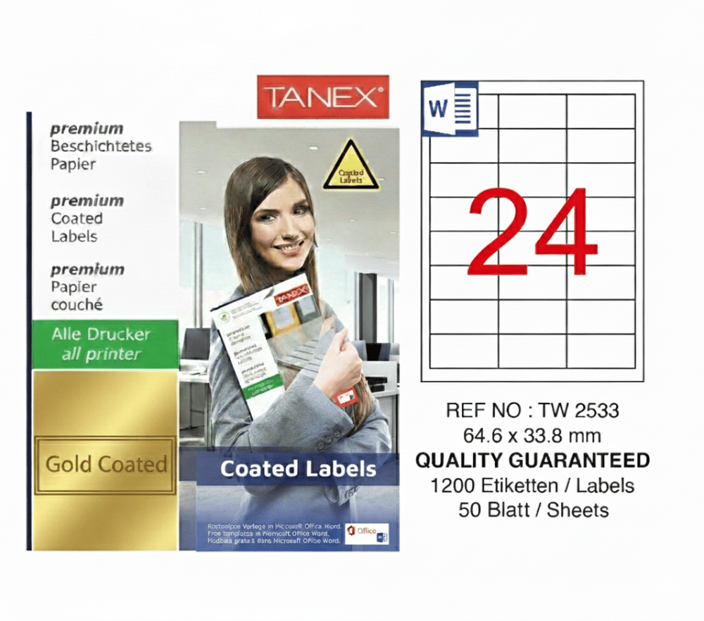 TW-2533 64,6x33,8 mm GOLD LASER ETİKET 