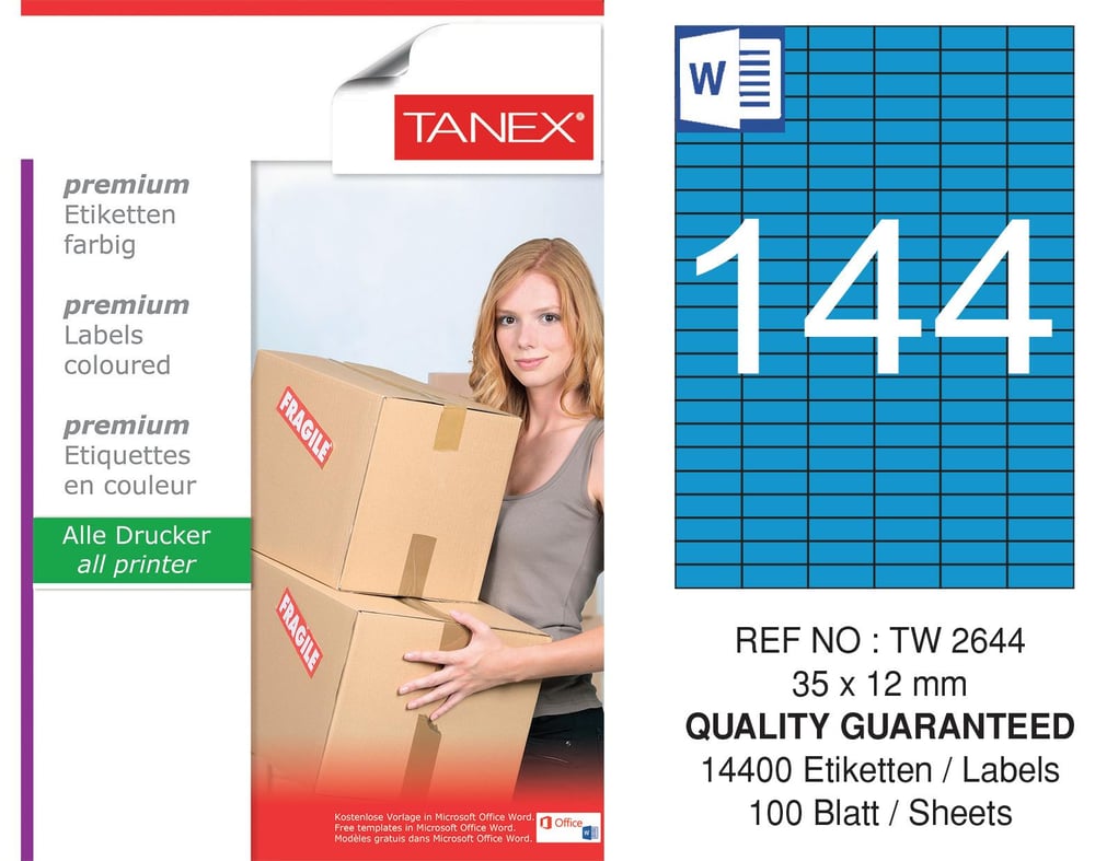 TW-2644 35x12 mm MAVİ LASER ETİKET 