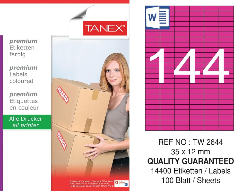 TW-2644 35x12 mm PEMBE LASER ETİKET 