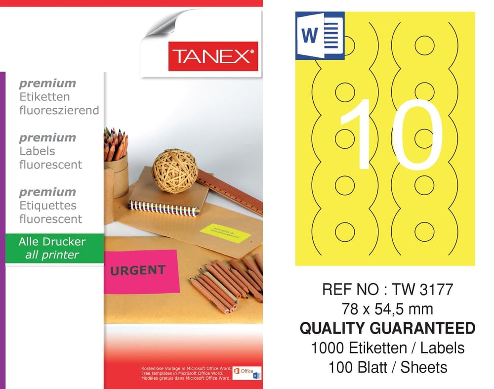 TW-3177 78x54,5 mm FLO SARI LASER ETİKET 