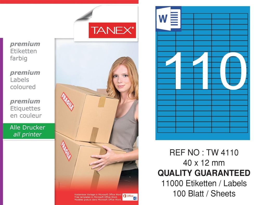 TW-4110 40x12 mm MAVİ LASER ETİKET 