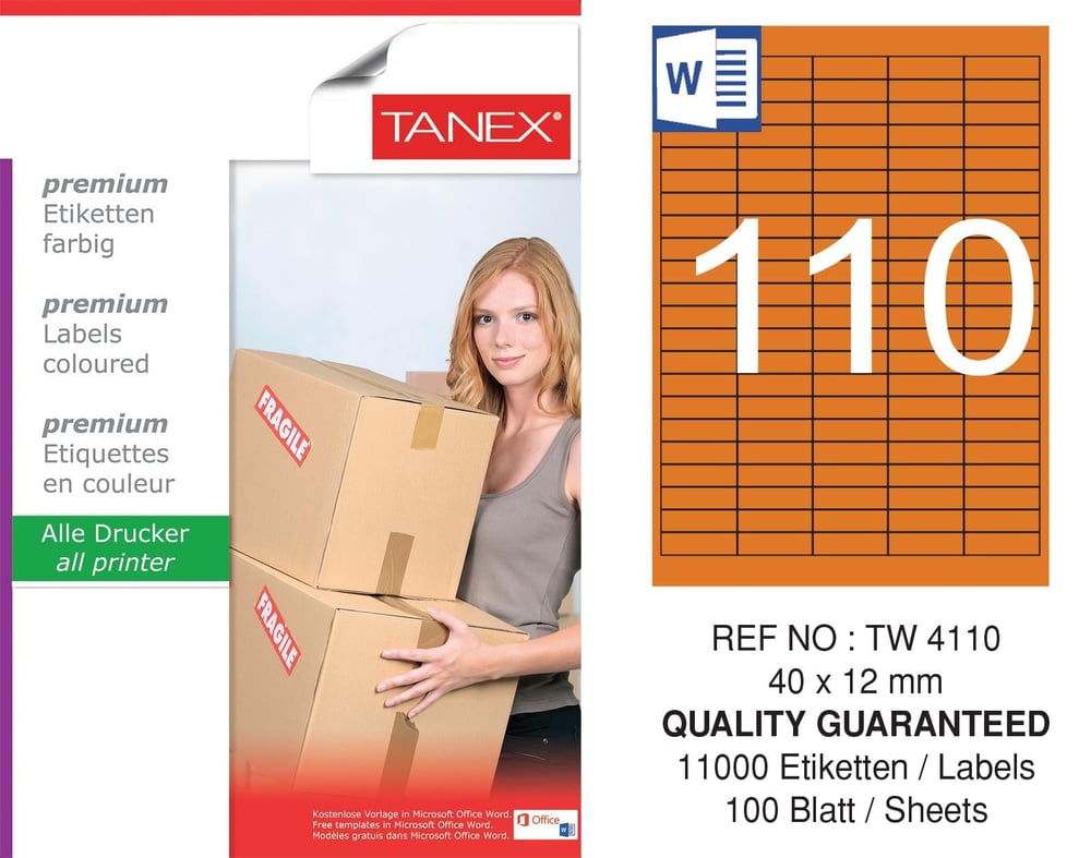 TW-4110 40x12 mm TURUNCU LASER ETİKET 