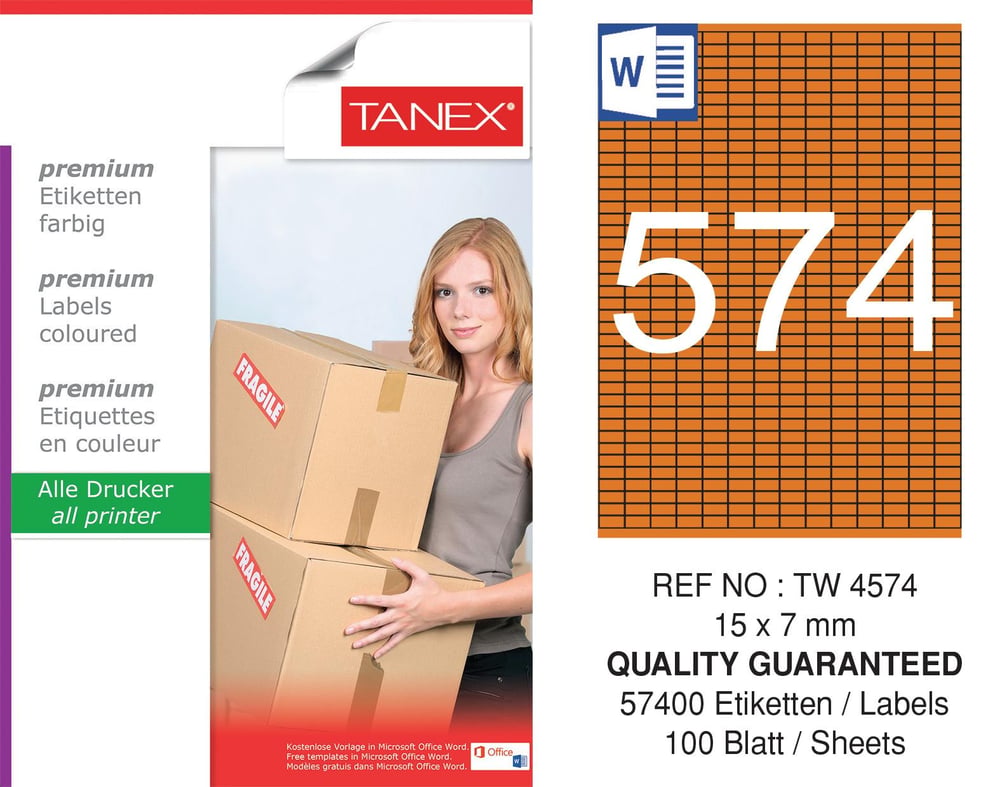 TW-4574 15x7 mm TURUNCU LASER ETİKET 