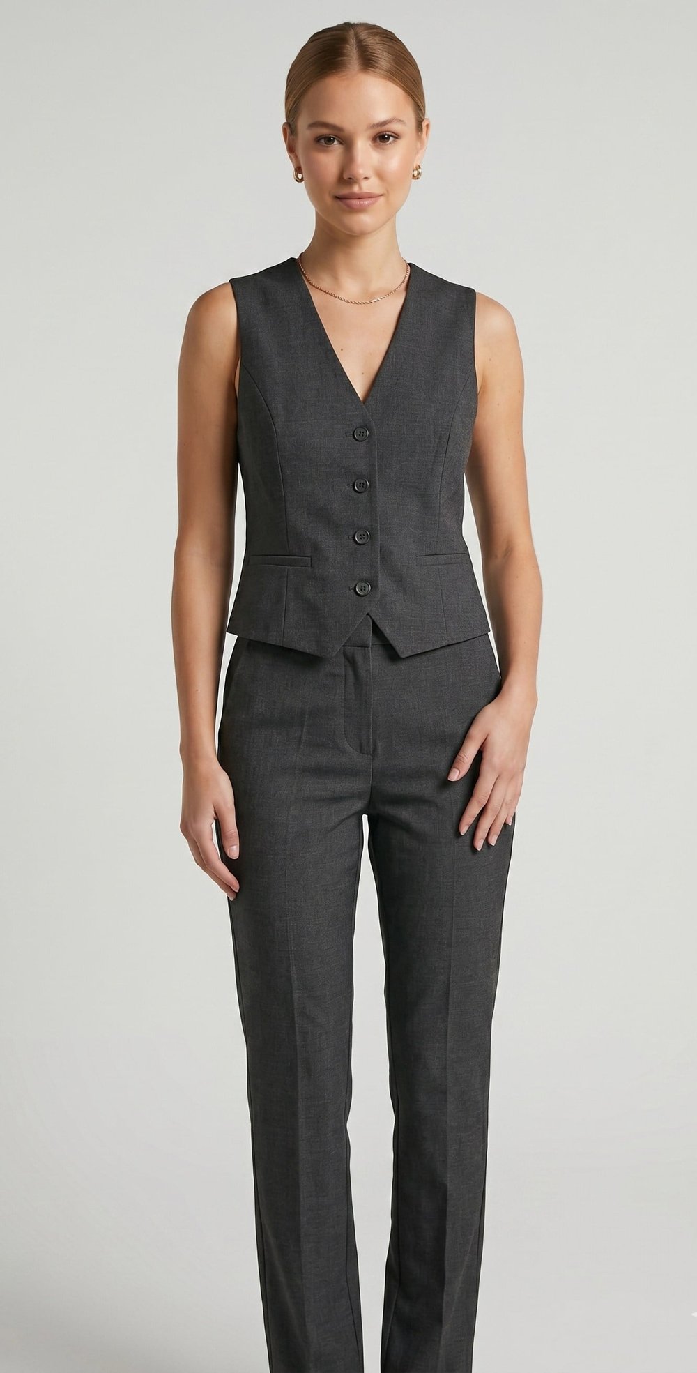 OLIVE-3953 PLVSK YELEK ANTRASIT