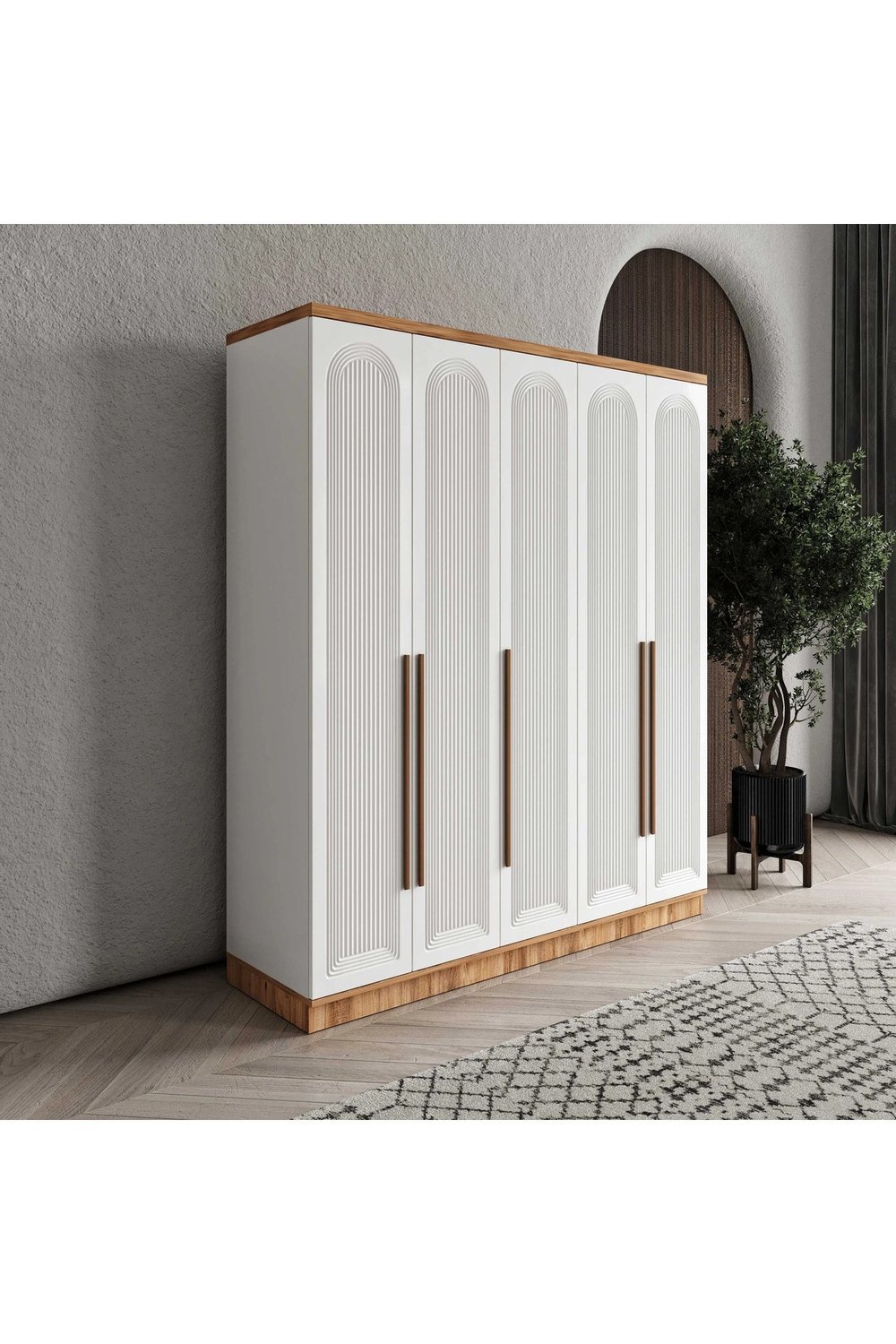  MaceraMobilya Dolap ve Gardırop Rosa 5 Kapaklı Komple MDF Gardırop Yatak Odası Dolabı - Elbise Dolabı