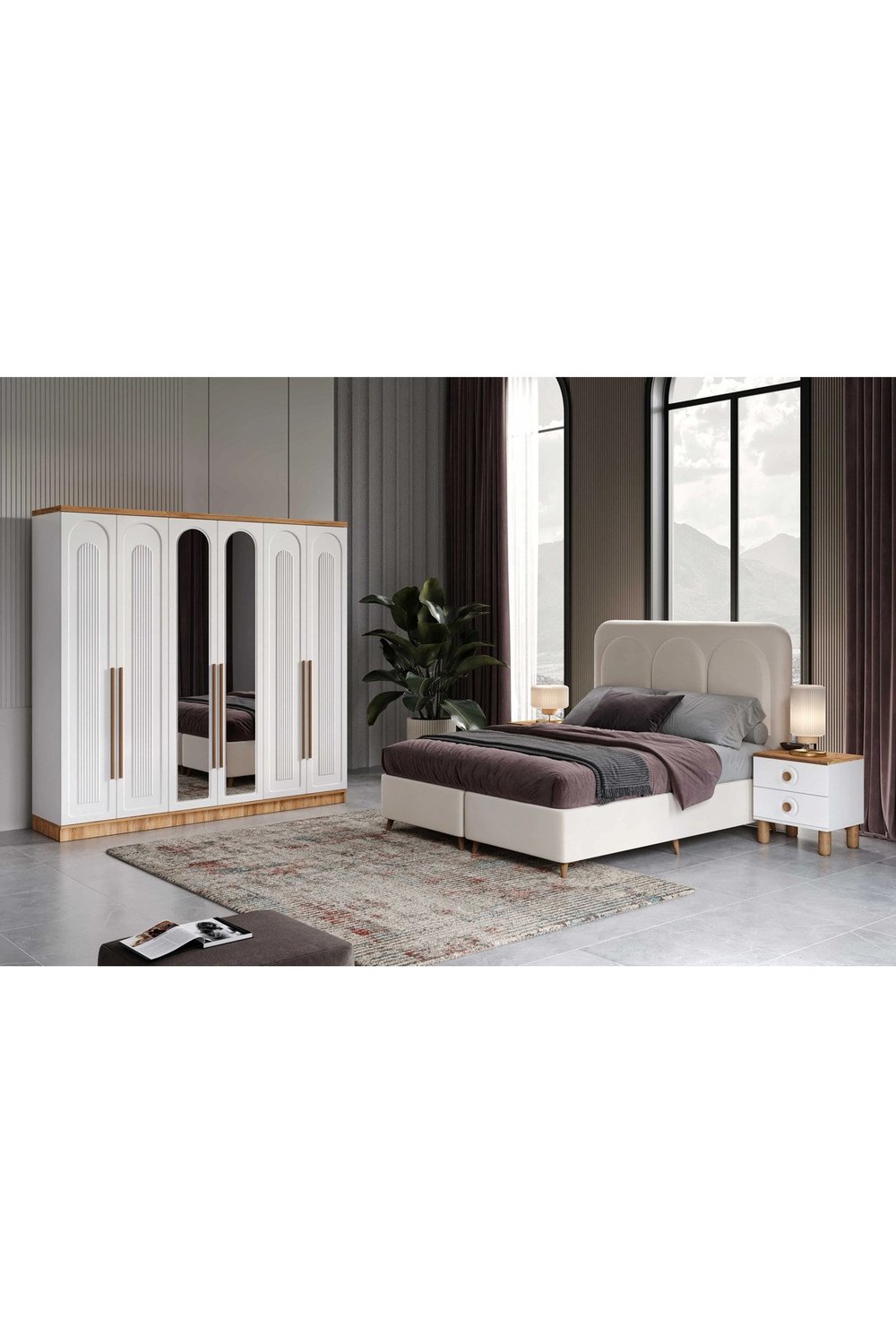  MaceraMobilya Yatak Odası Takımı Flora Komple MDF Yatak Odası Takımı