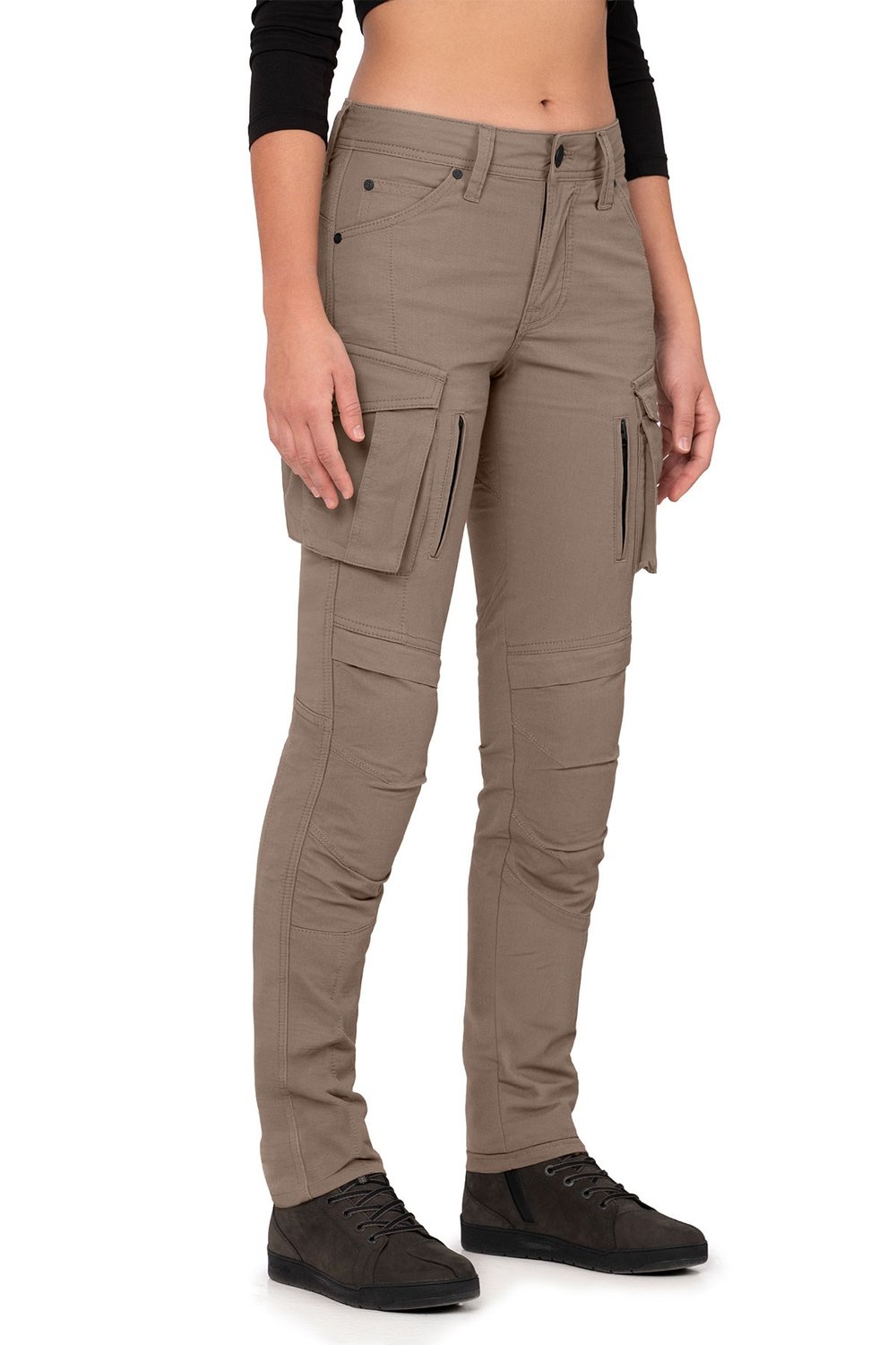 The Biker Jeans Truva Cargo Bej Kadın Pantolon | AA SertifikalıTheBikerJeans Truva Cargo Beige Korumalı Motosiklet Pantolonu Kadın
