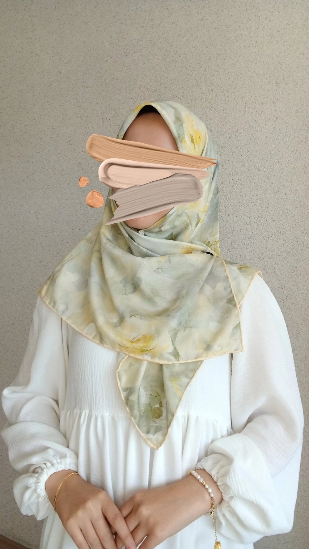 Çiçek Desen Pamuklu Soft Eşarp-Sarı