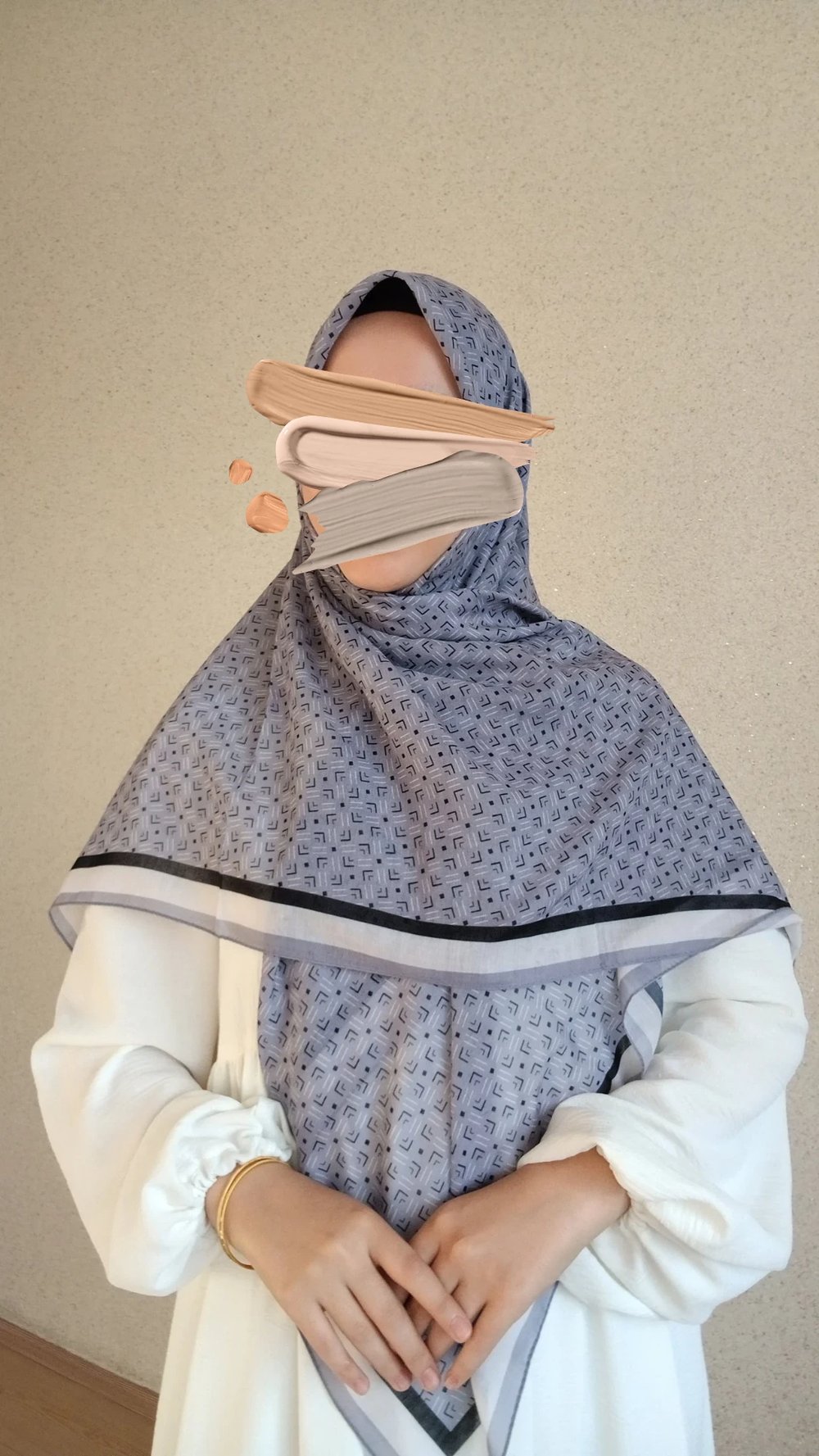Karahindiba Desen Büyük Boy Eşarp-Gri