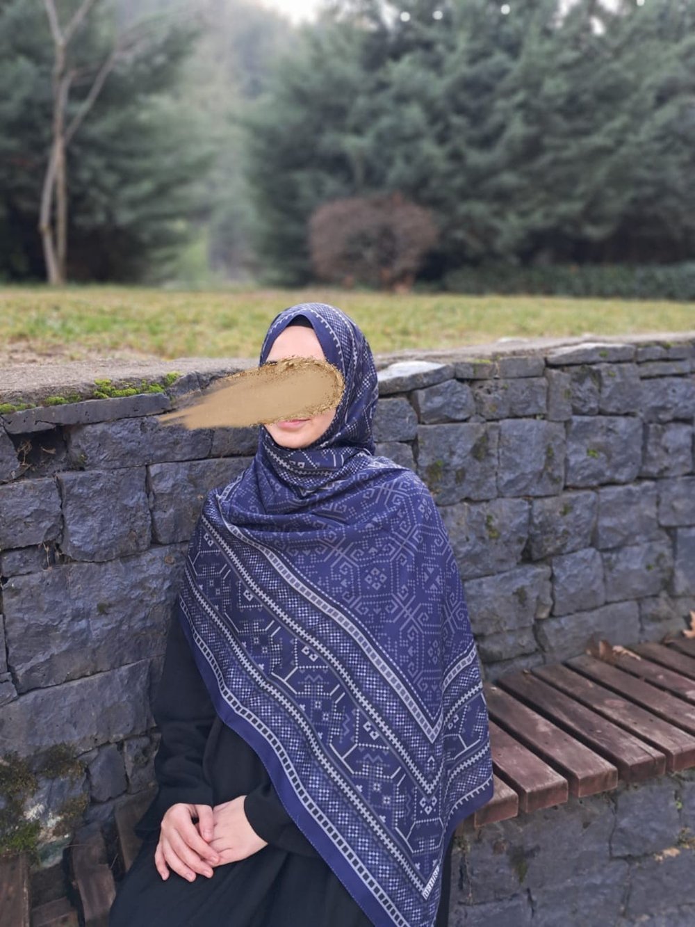 Meyra Desen Pamuklu Soft Şal-Lacivert