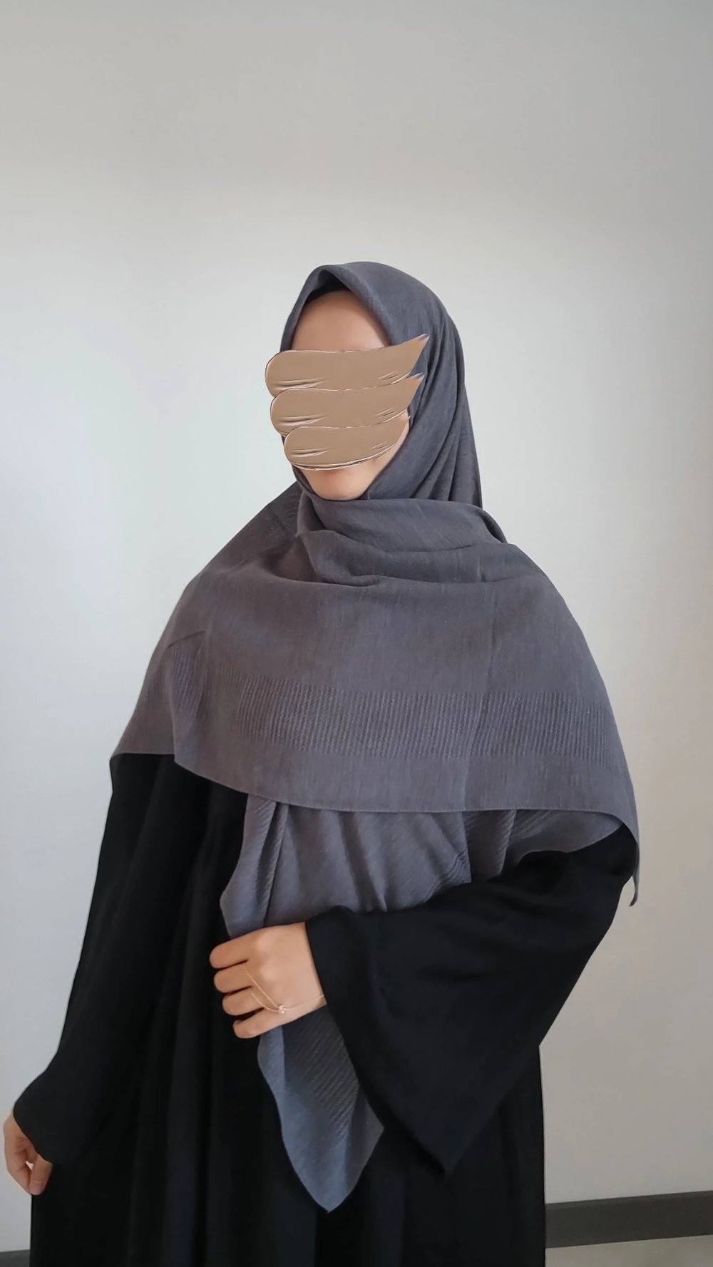Pamuklu Düz Büyük Boy Eşarp-Füme