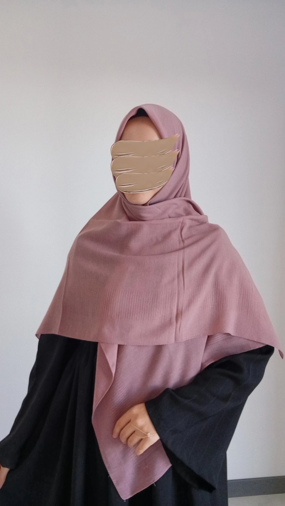 Pamuklu Düz Büyük Boy Eşarp-Pudra