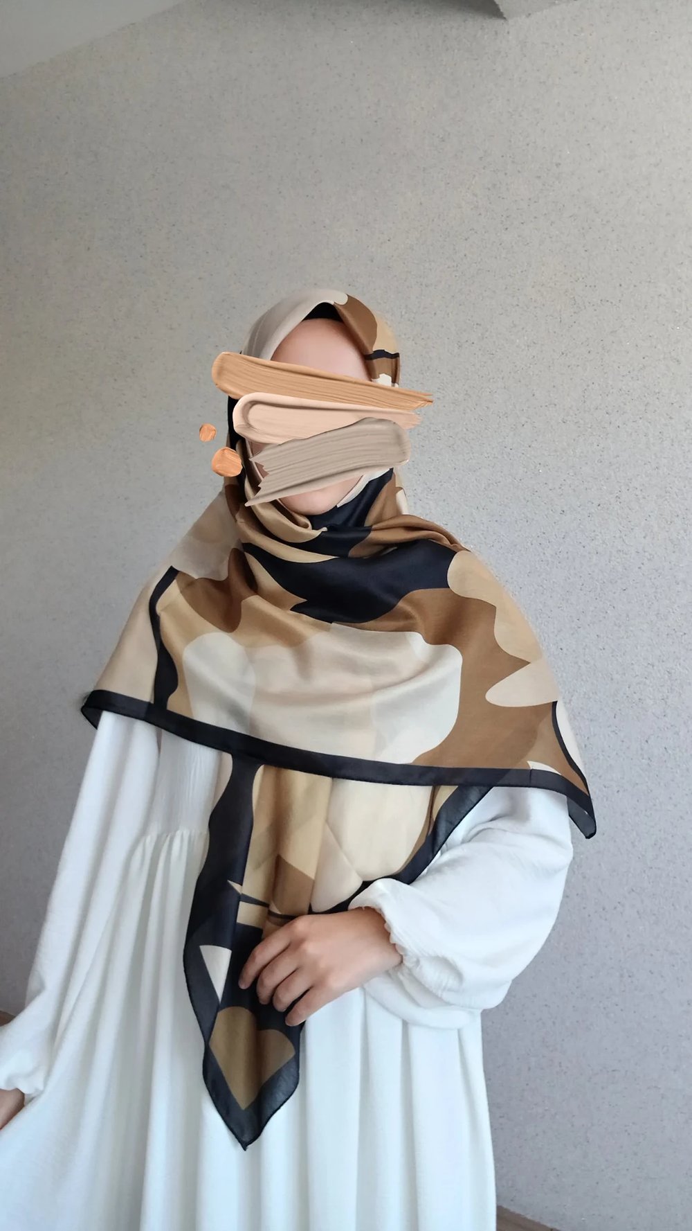 Vera Desen Pamuklu Eşarp-Siyah Karamel