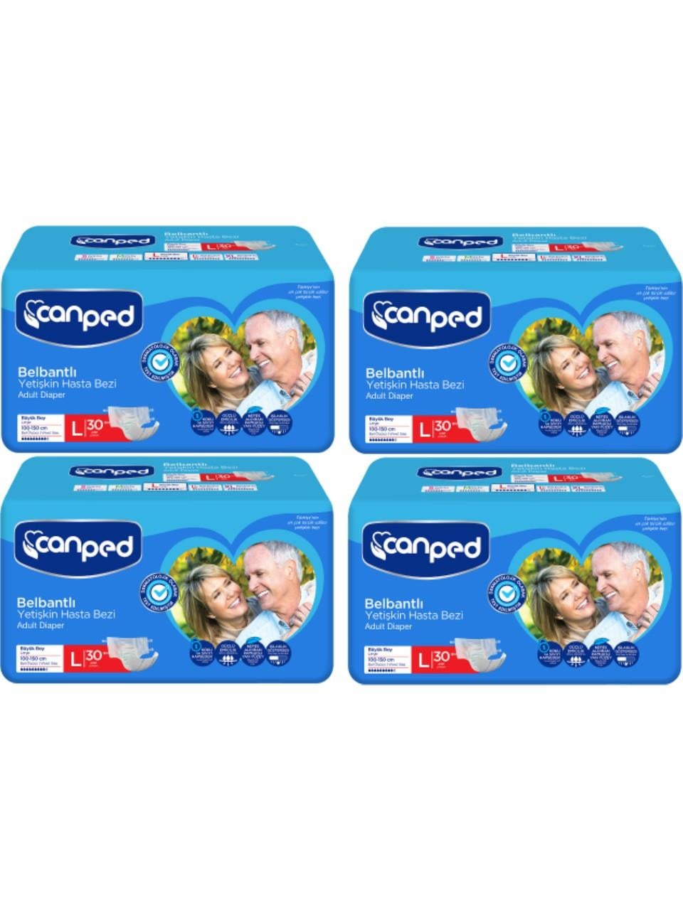 Canped Belbantlı Yetişkin Hasta Bezi Large (Büyük) Boy - 120 Adet 