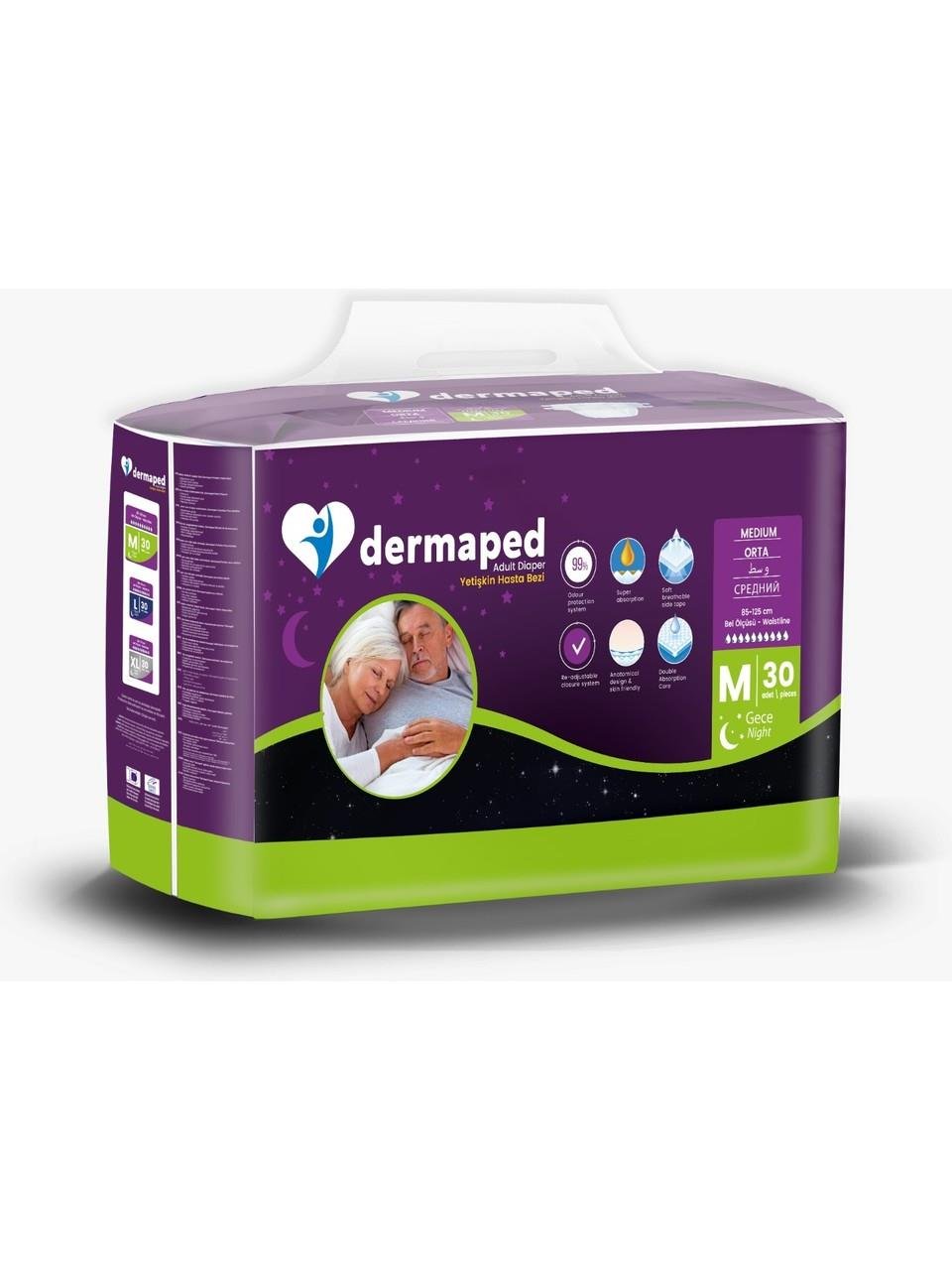 Dermaped GECE Belbantlı Yetişkin Hasta Bezi Medium (Orta) Boy - 120 Adet 