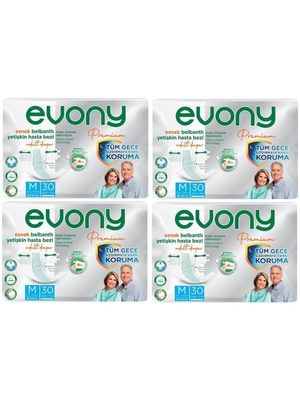 Evony PREMİUM Belbantlı Yetişkin Hasta Bezi Medium (Orta) Boy - 120 Adet
