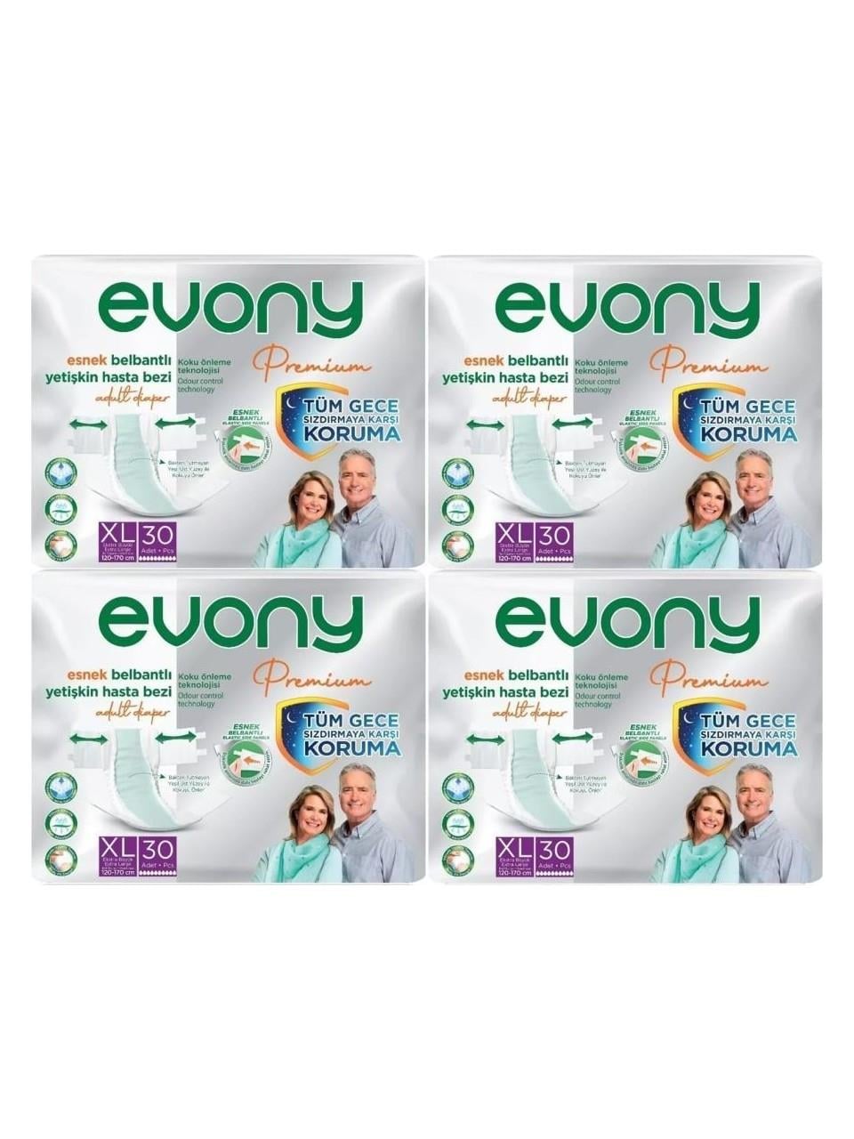 Evony PREMİUM Belbantlı Yetişkin Hasta Bezi XLarge (Ekstra Büyük) Boy - 120 Adet