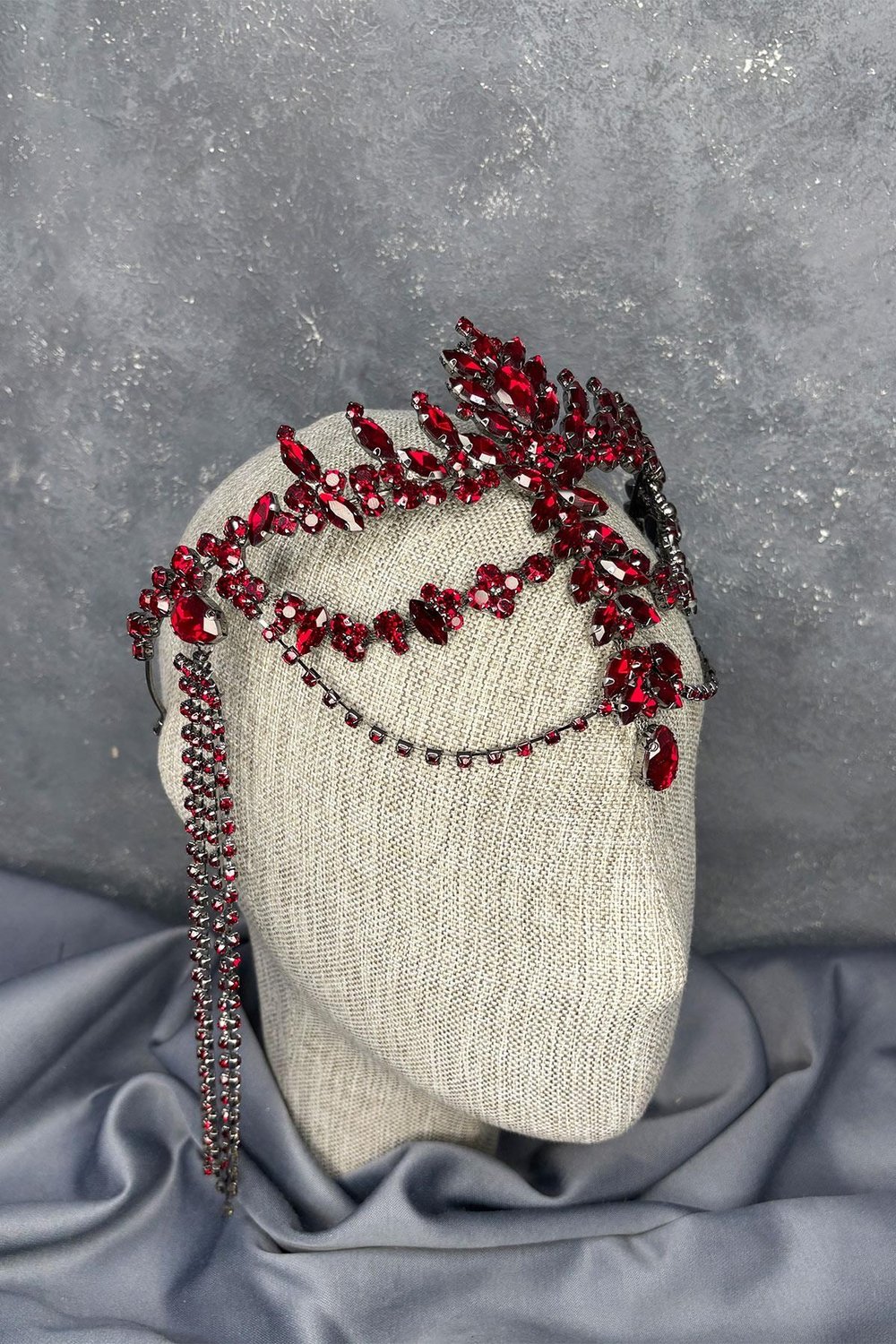 Bordo Sallantılı Alınlık Almeda Gelin Kına Tacı
