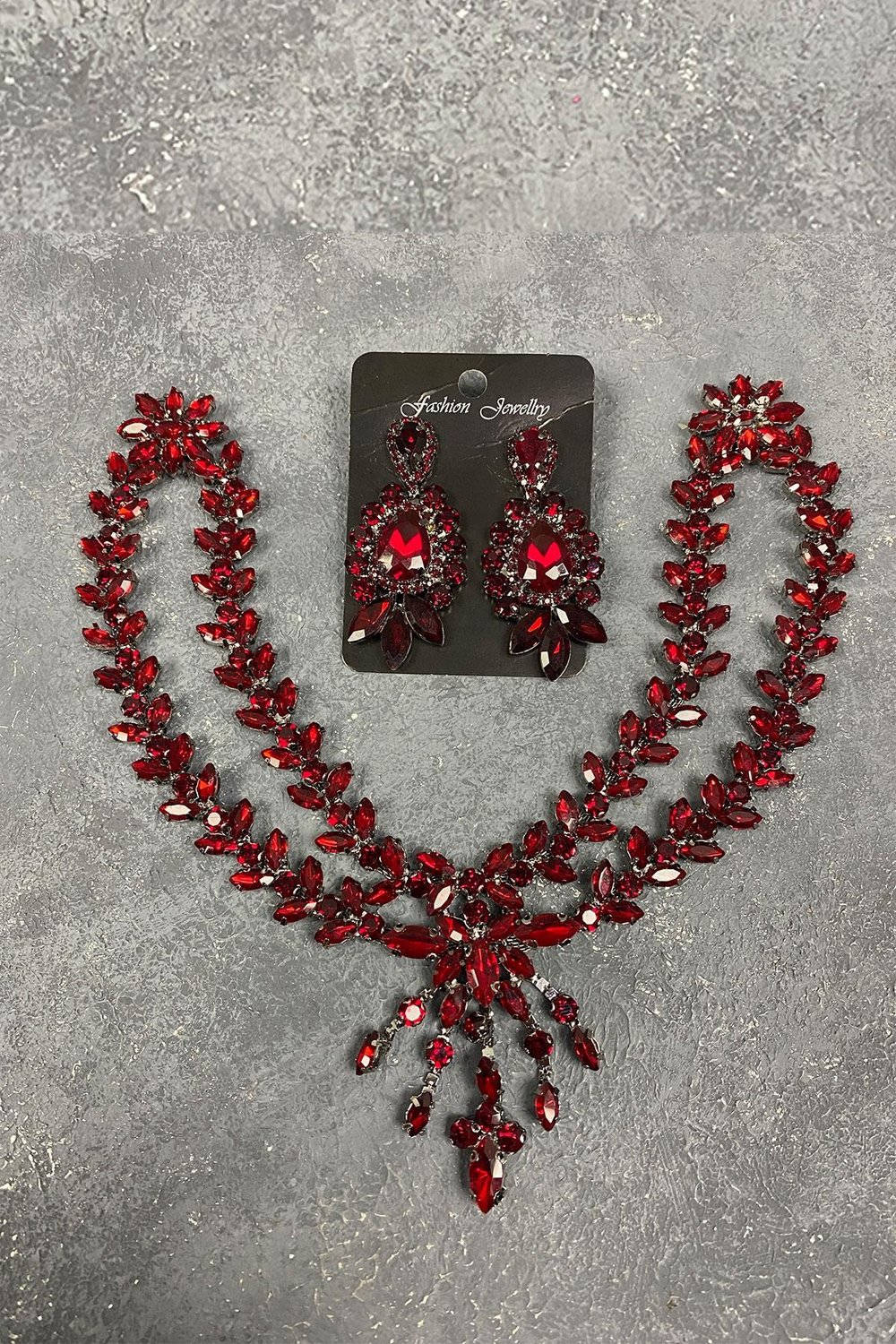 Bordo Sultan Model Alınlık Gelin Kına Saç Aksesuarı Ve Küpe Seti