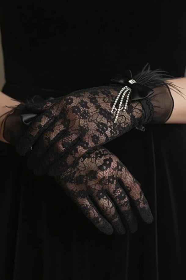 Isabel Gelin Eldiveni - Taşlı Fiyonk Detaylı Zarif Nikah Eldiveni