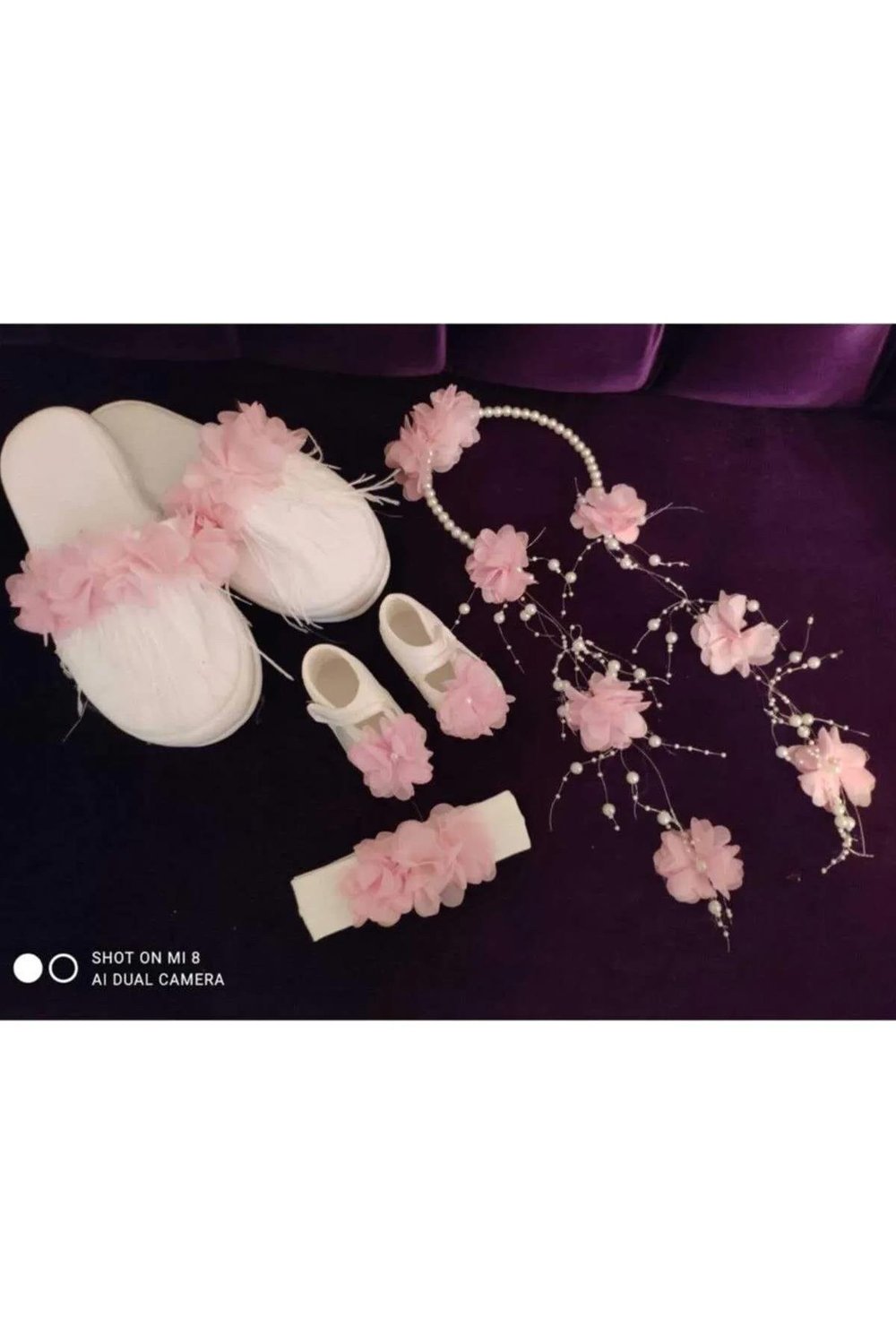 Lohusa Pembe Taç Terlik Set