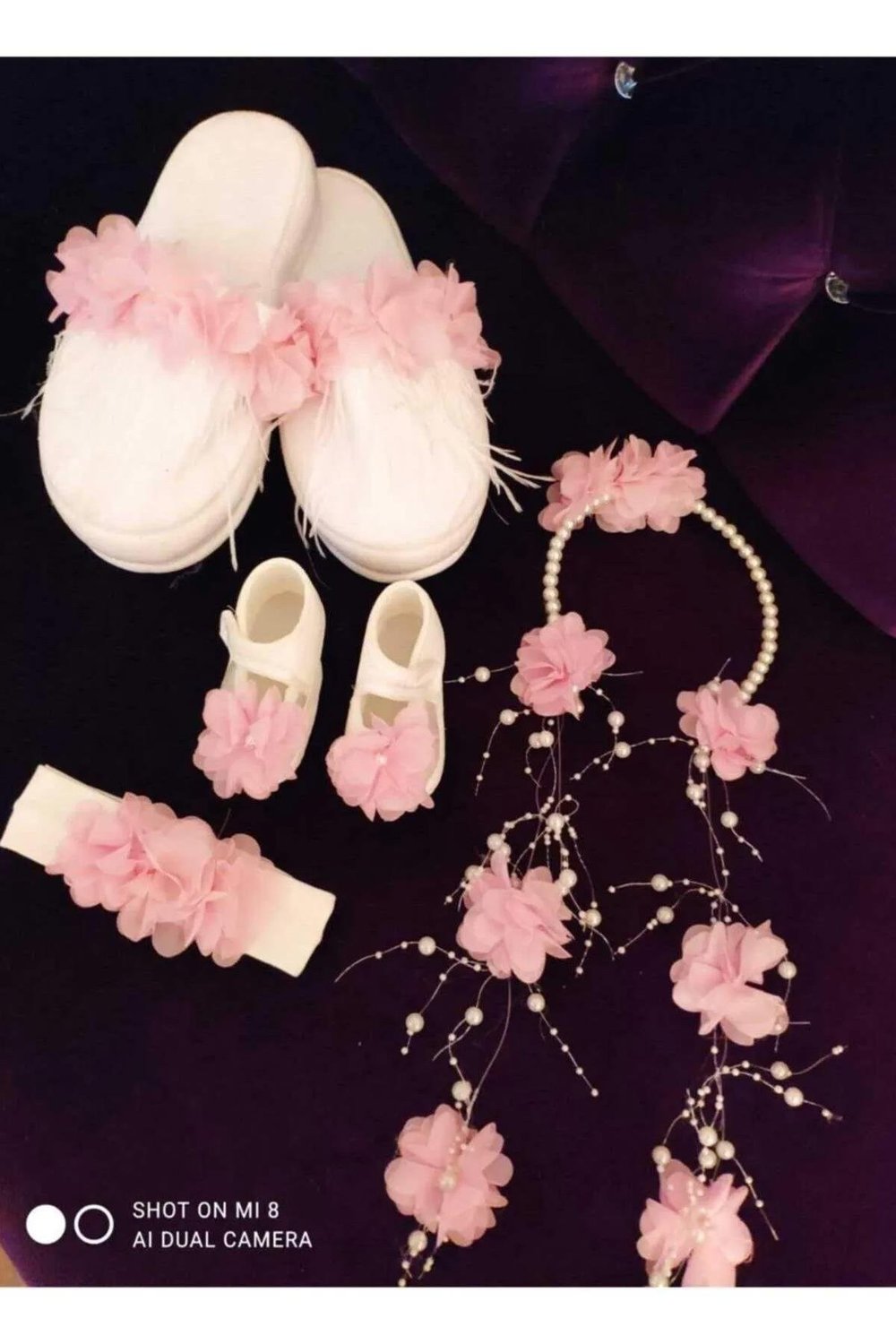 Lohusa Pembe Taç Terlik Set