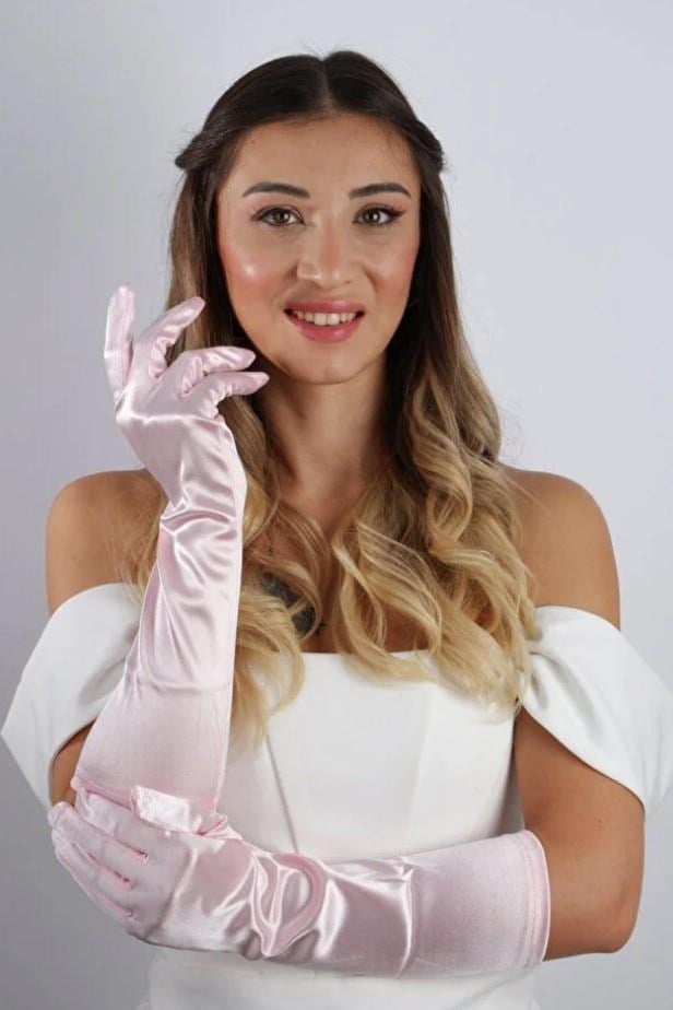 Saten Uzun Abiye 38 Cm Eldiven Opera Boy Nişan Düğün Balo Gece Elbisesi Şık Aksesuar
