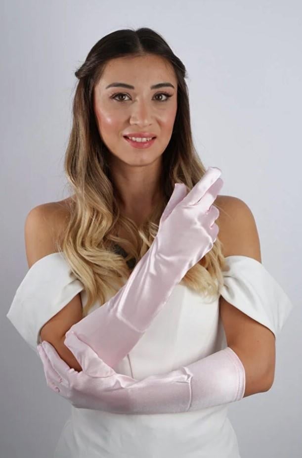 Saten Uzun Abiye 38 Cm Eldiven Opera Boy Nişan Düğün Balo Gece Elbisesi Şık Aksesuar