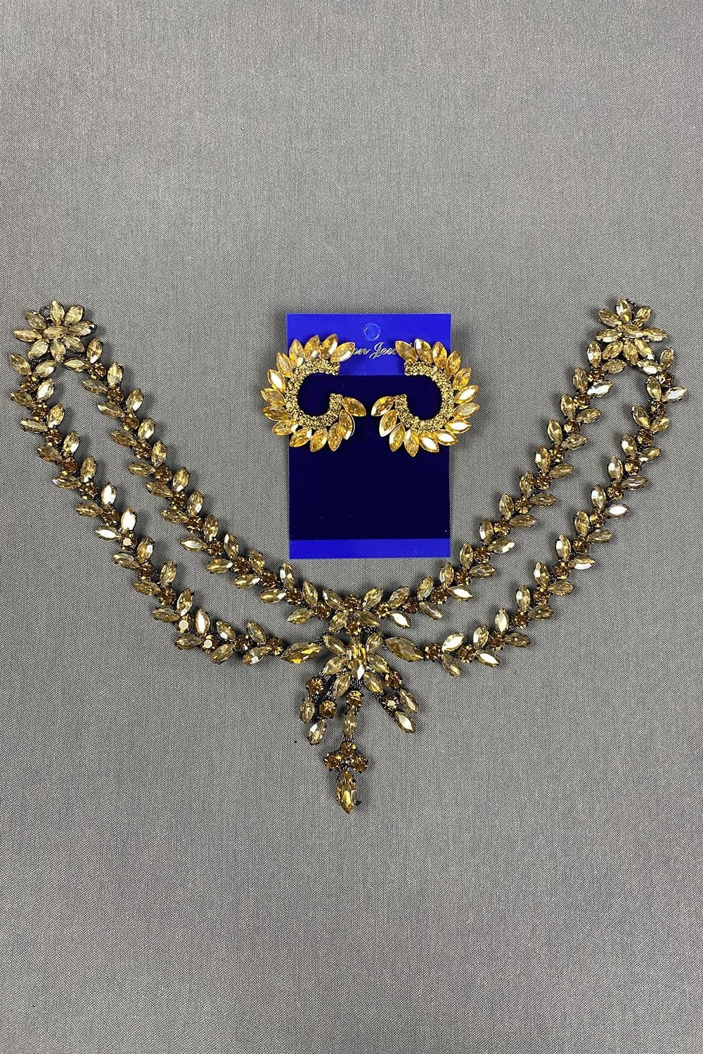 Sultan Taşlı Alınlık Gelin Kına Saç Aksesuarı ve Yuvarlak Taşlı Küpesi