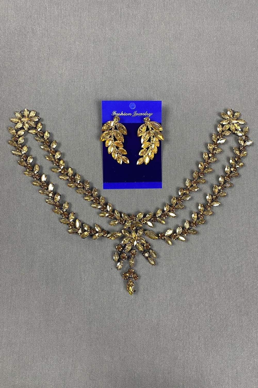 Sultan Taşlı Alınlık Gelin Kına Saç Aksesuarı ve Yaprak Taşlı Küpesi