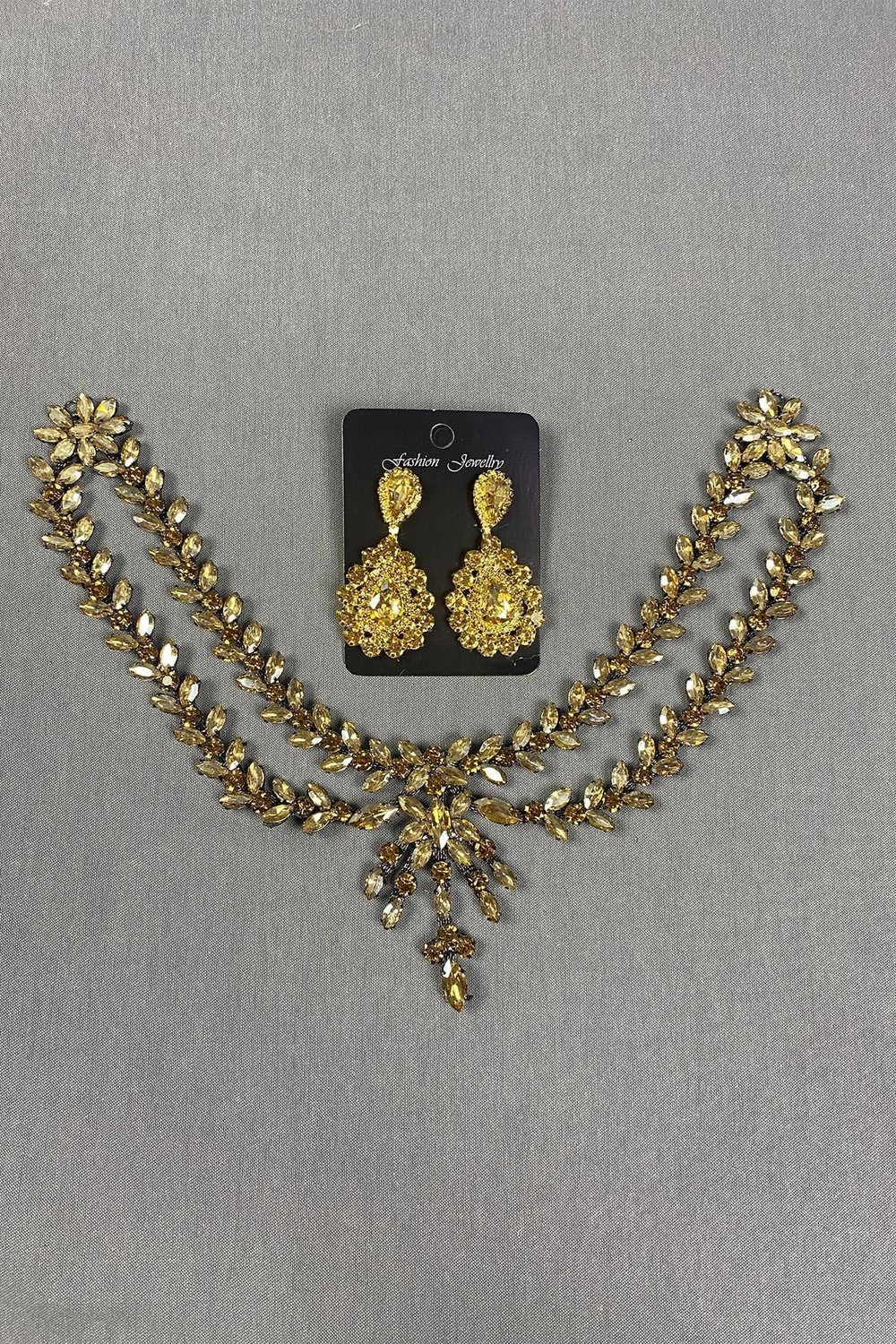 Sultan Taşlı Alınlık Gelin Kına Saç Aksesuarı ve Damla Küpesi