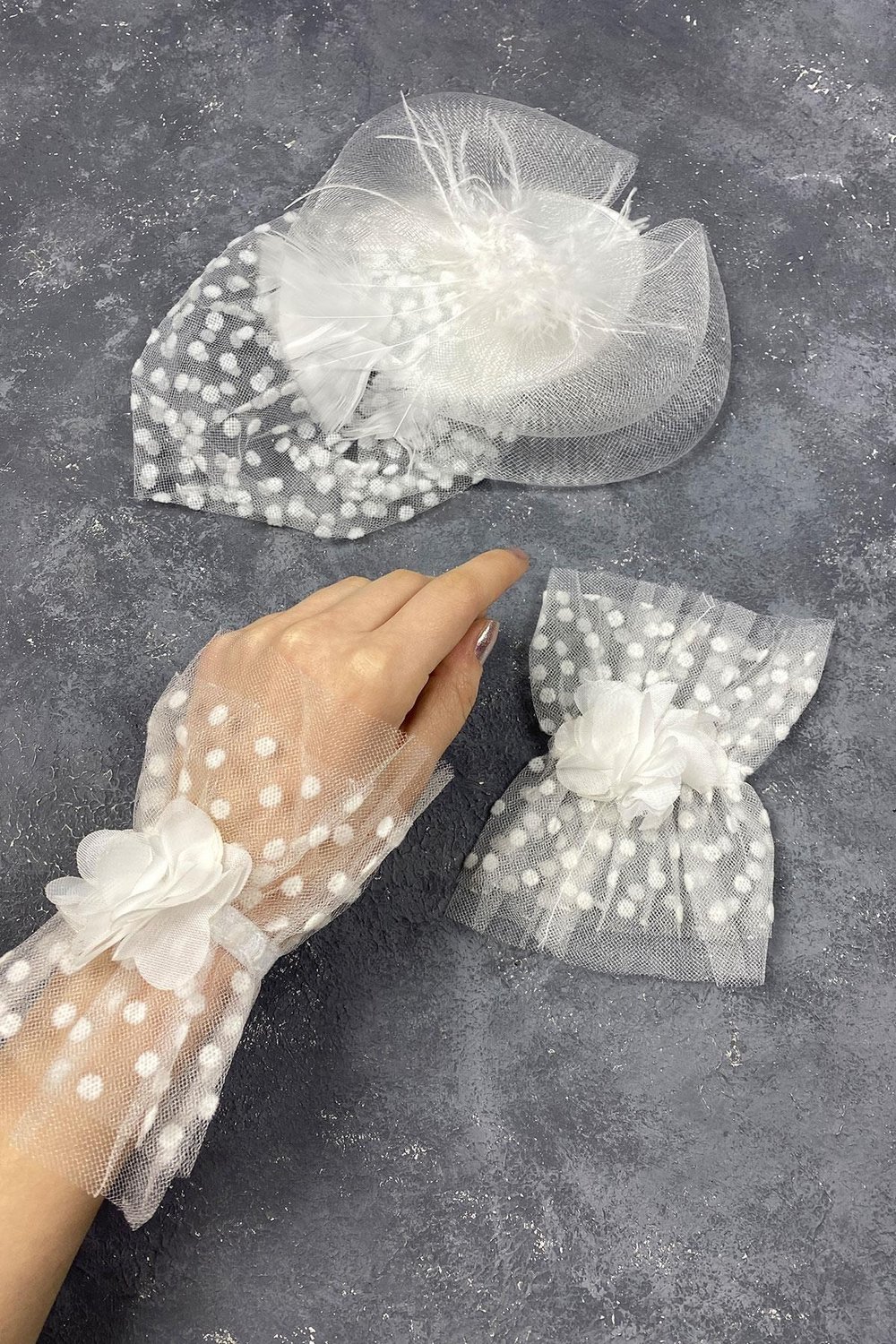 Vualet Nikah Şapkası Gelin Aksesuarı Ve Vera Çift Bilek Aksesuar